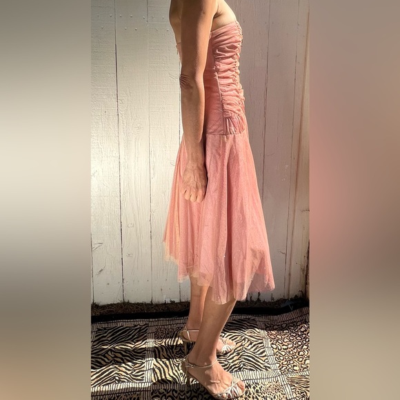 Love Tease Strapless Pleated Corset Gowns Metallic Blush Pink NWT (7) - Picture 4 of 14